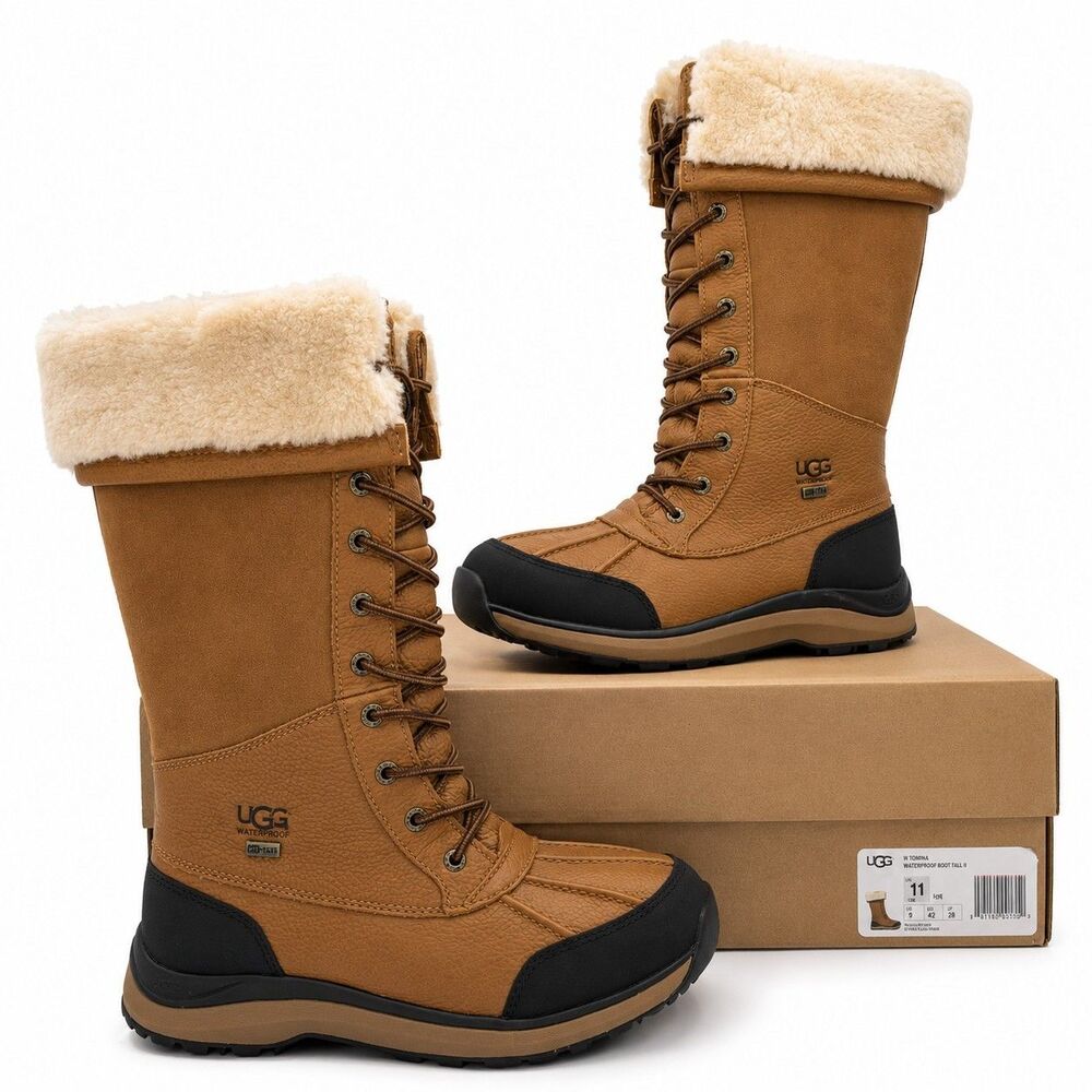 UGG Adirondack Tall III Waterproof Leather Suede Boots Chestnut Women’s Size 11
